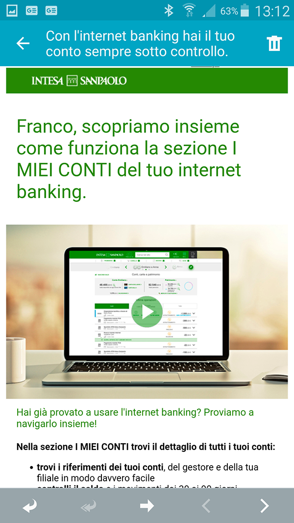 Email Informativa Intesa San Paolo